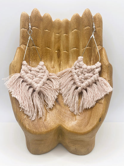Dusty Rose Macrame Earrings