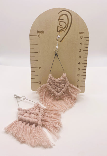 Dusty Rose Macrame Earrings