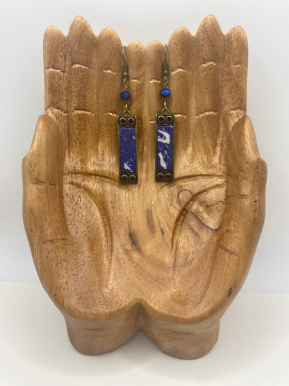 Blue & White Marble Earrings