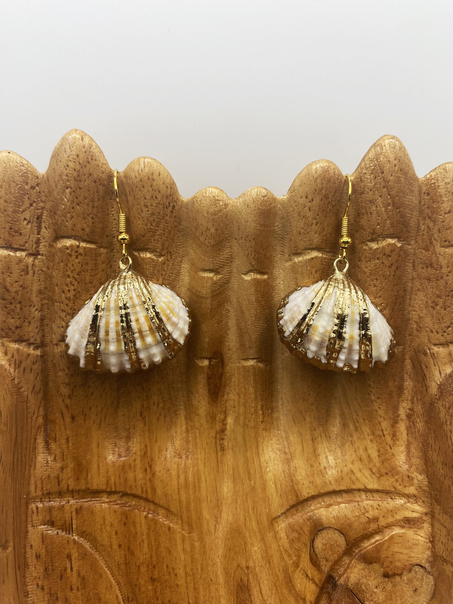 White Shell with Gold Accent Earrings