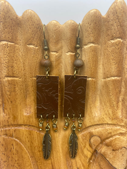 Rustic Leather Earrings
