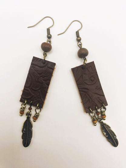 Rustic Leather Earrings