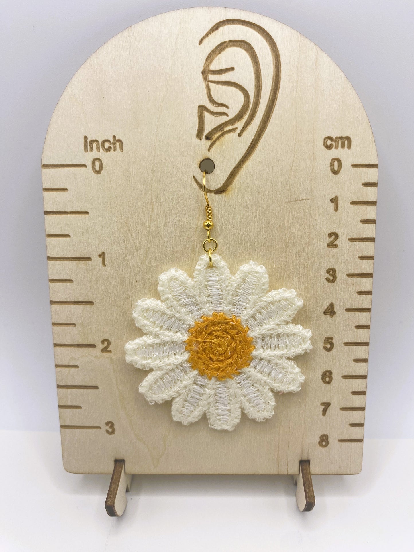 Embroidered Daisy Earrings