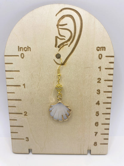 Carved Shell with Gold Accent Earrings