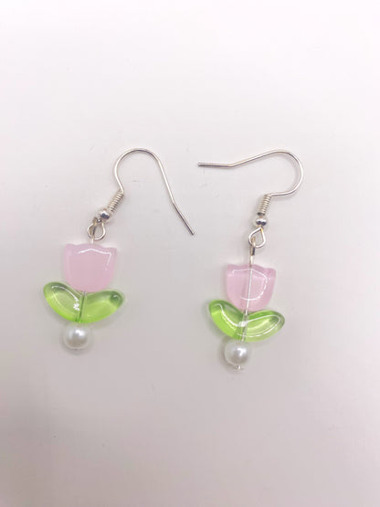 Dainty Pink Flower Earrings