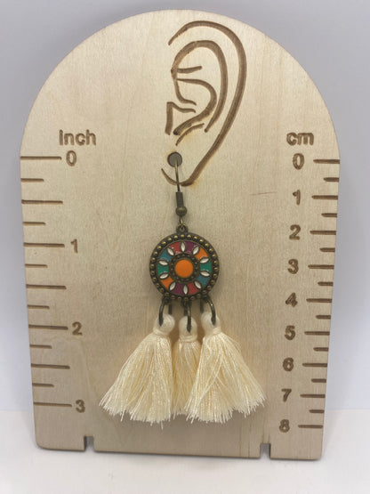 Off White Tassel Boho Earrings