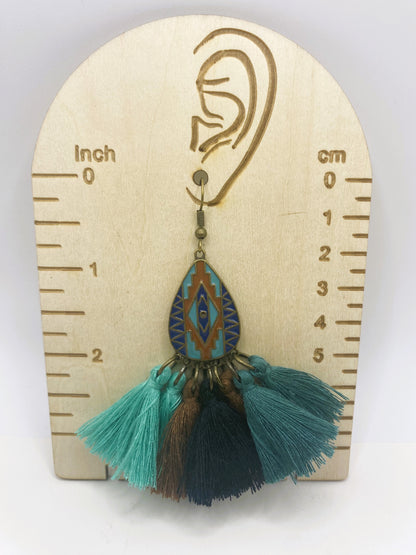 Teal Tassel Earrings