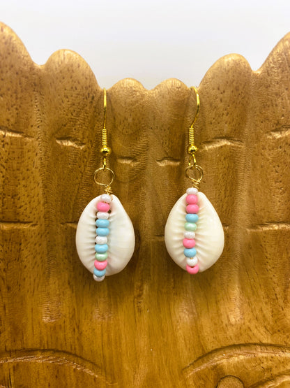 Cowrie Shell Earrings - Pastel
