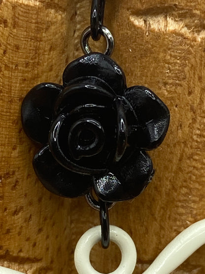 Black Rose & White Bow Earrings