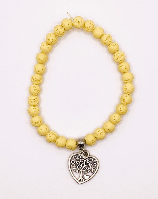 Lava Rock Bracelet with Charm