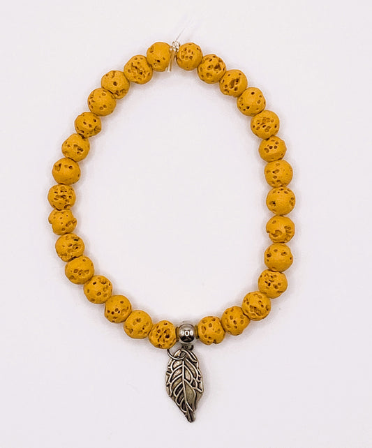 Lava Rock Bracelet with Charm