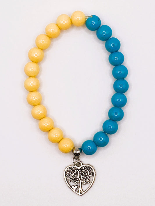 Yellow & Blue Beaded Bracelet