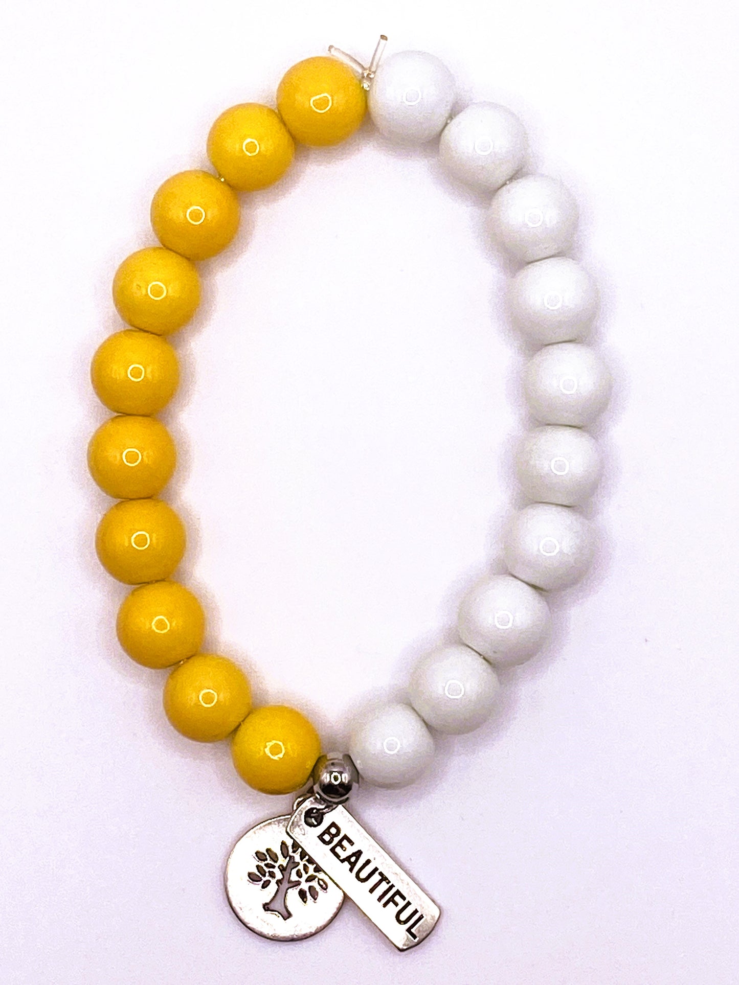 Yellow & White Beaded Bracelet