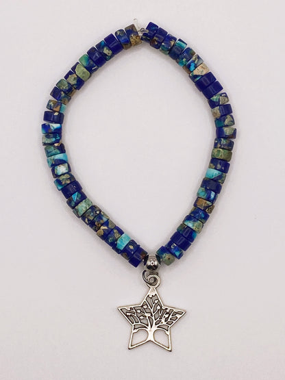 Lapis Lazuli Stone Bracelet with Charm