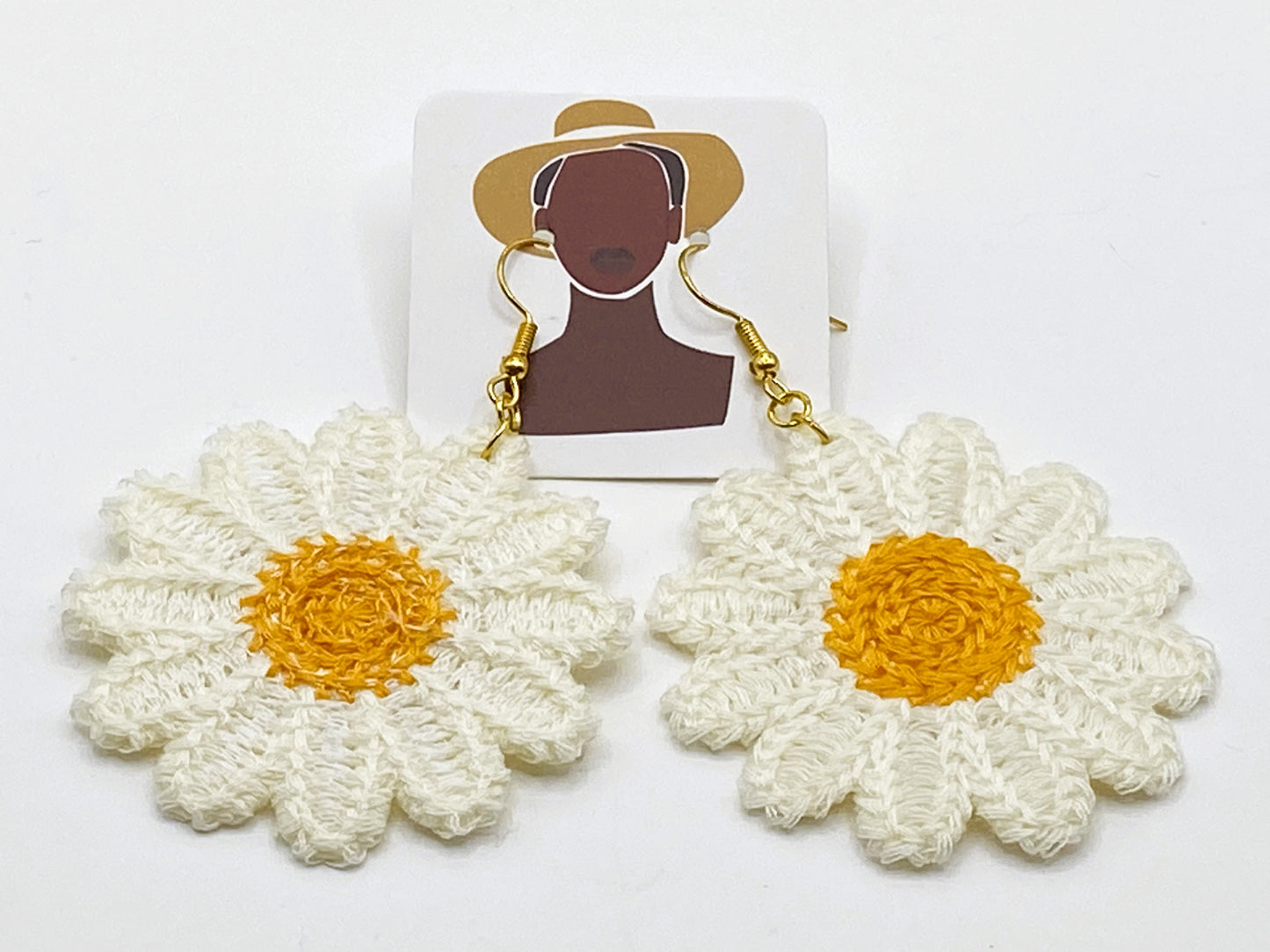 Embroidered Daisy Earrings
