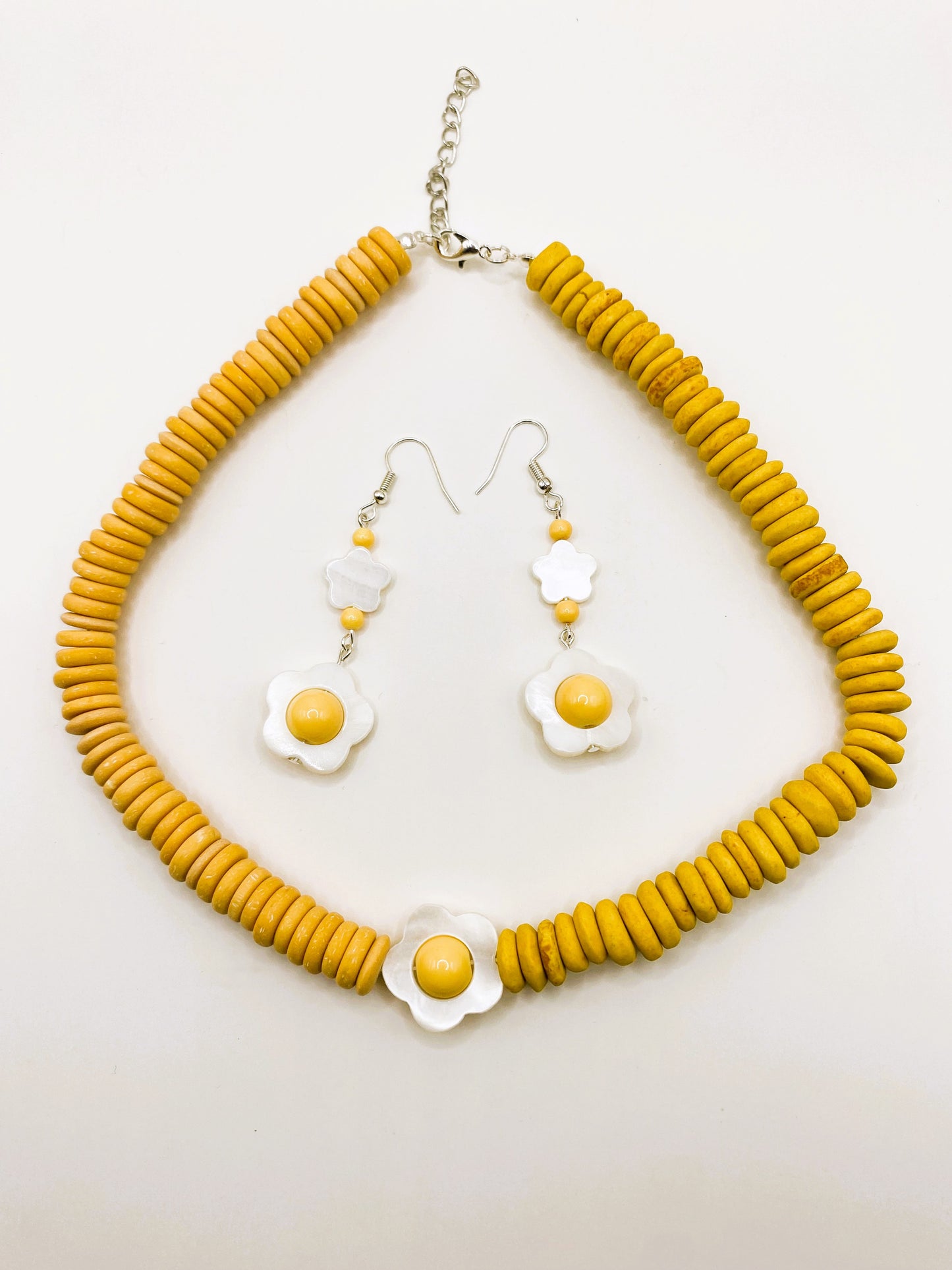 Flower Choker & Earring Set - Yellow