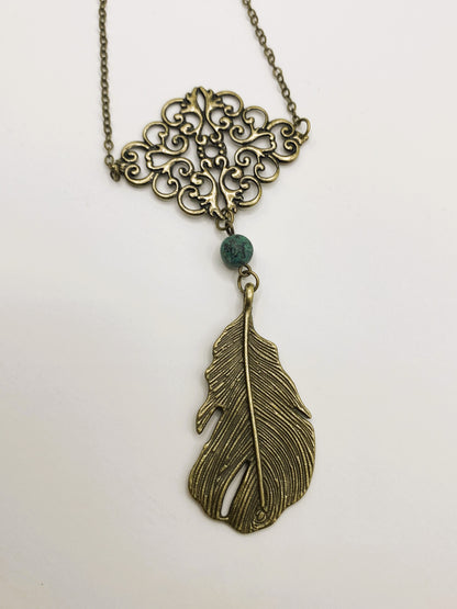 Rustic Bold Feather Necklace