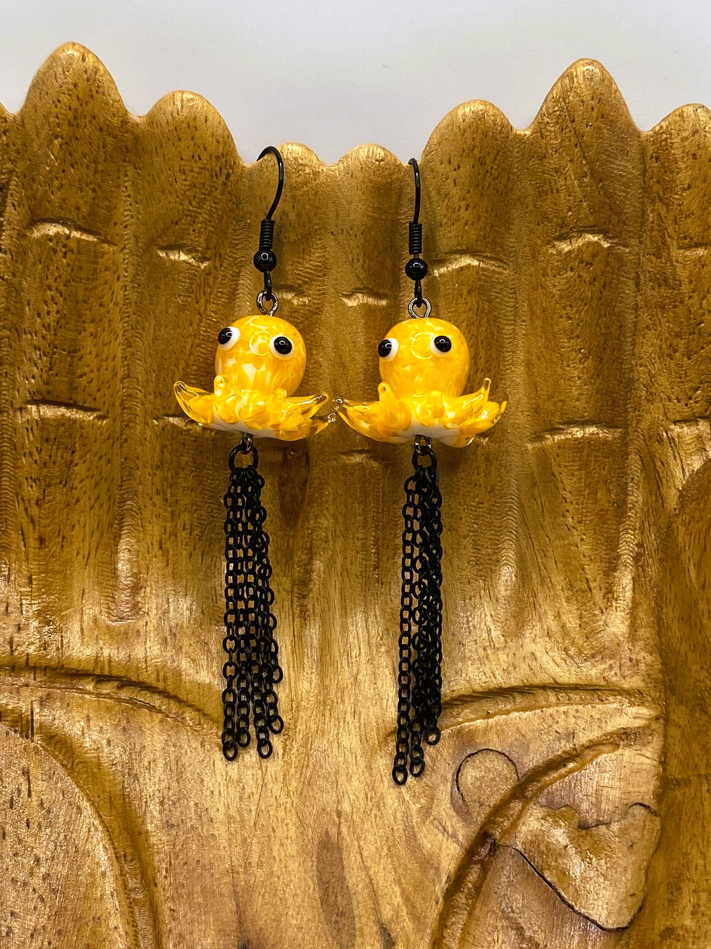 Inking Yellow Octopus Earrings