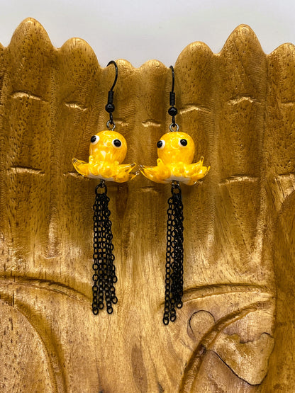 Inking Yellow Octopus Earrings