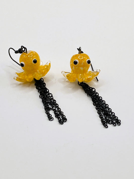 Inking Yellow Octopus Earrings