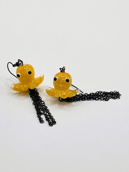 Inking Yellow Octopus Earrings