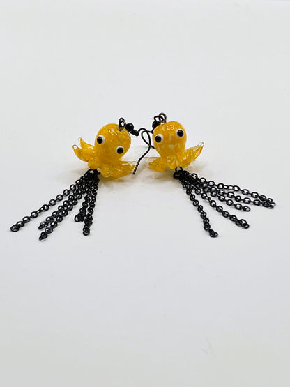 Inking Yellow Octopus Earrings