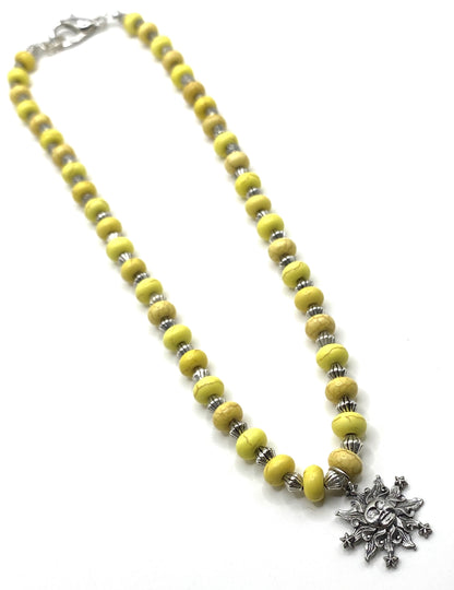 Yellow Retro Sun Necklace