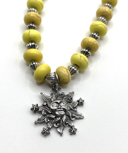 Yellow Retro Sun Necklace