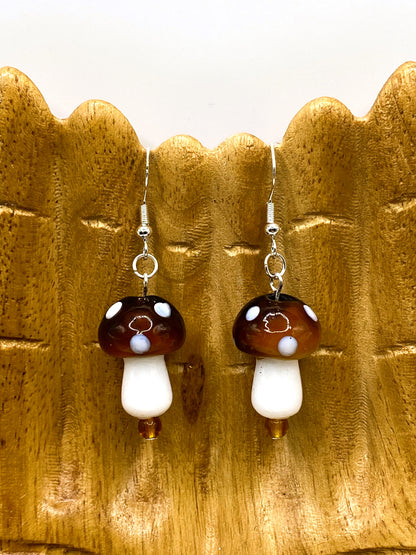 Glass Mushroom Earrings