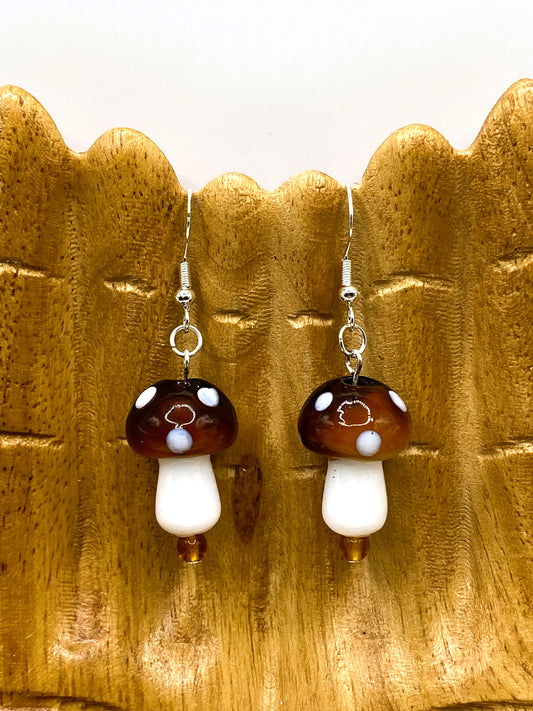 Glass Mushroom Earrings