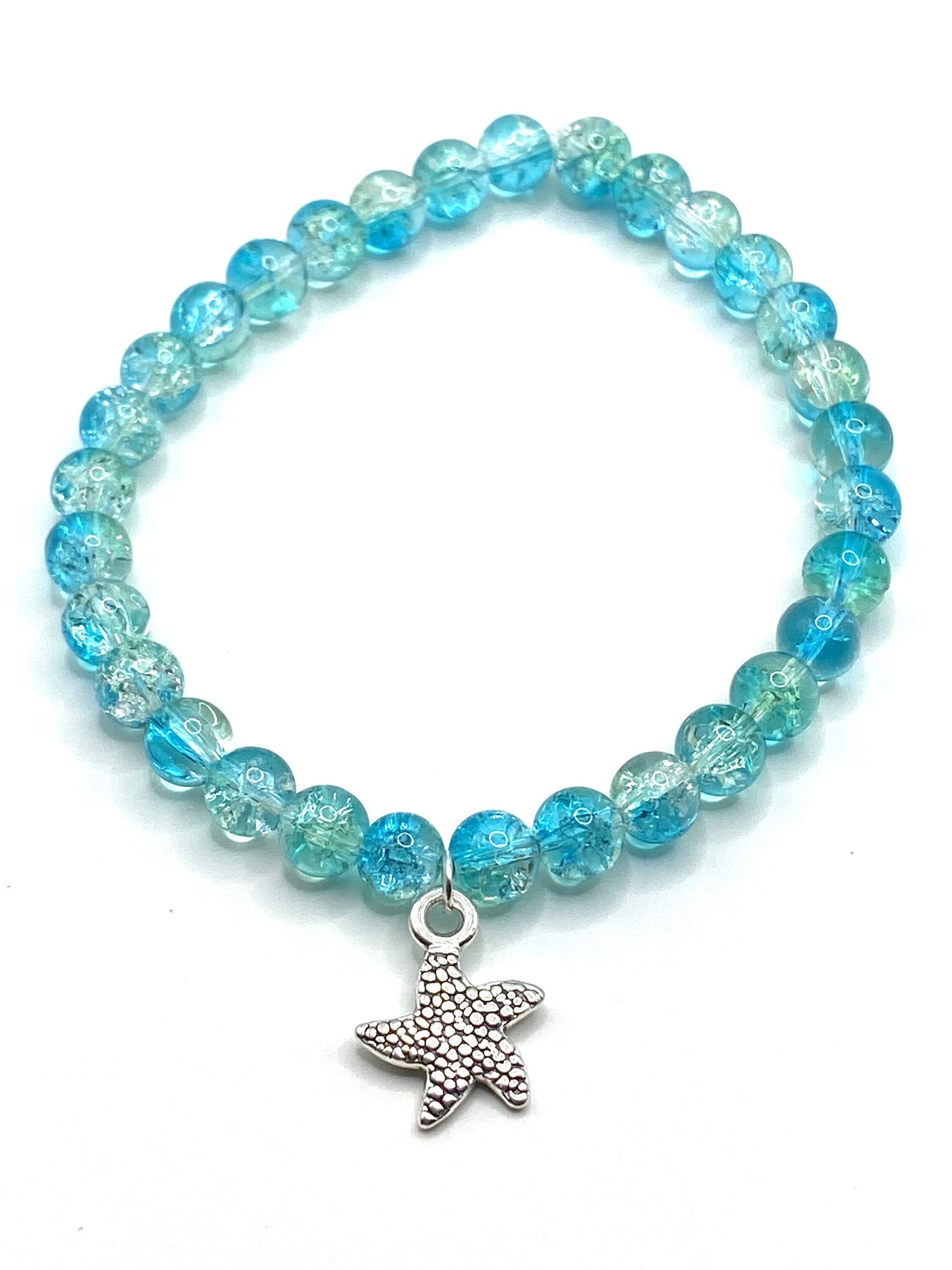 Sea Star Charm Bracelet with Blue Beads
