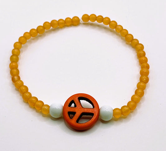 Orange Peace Sign Bracelet