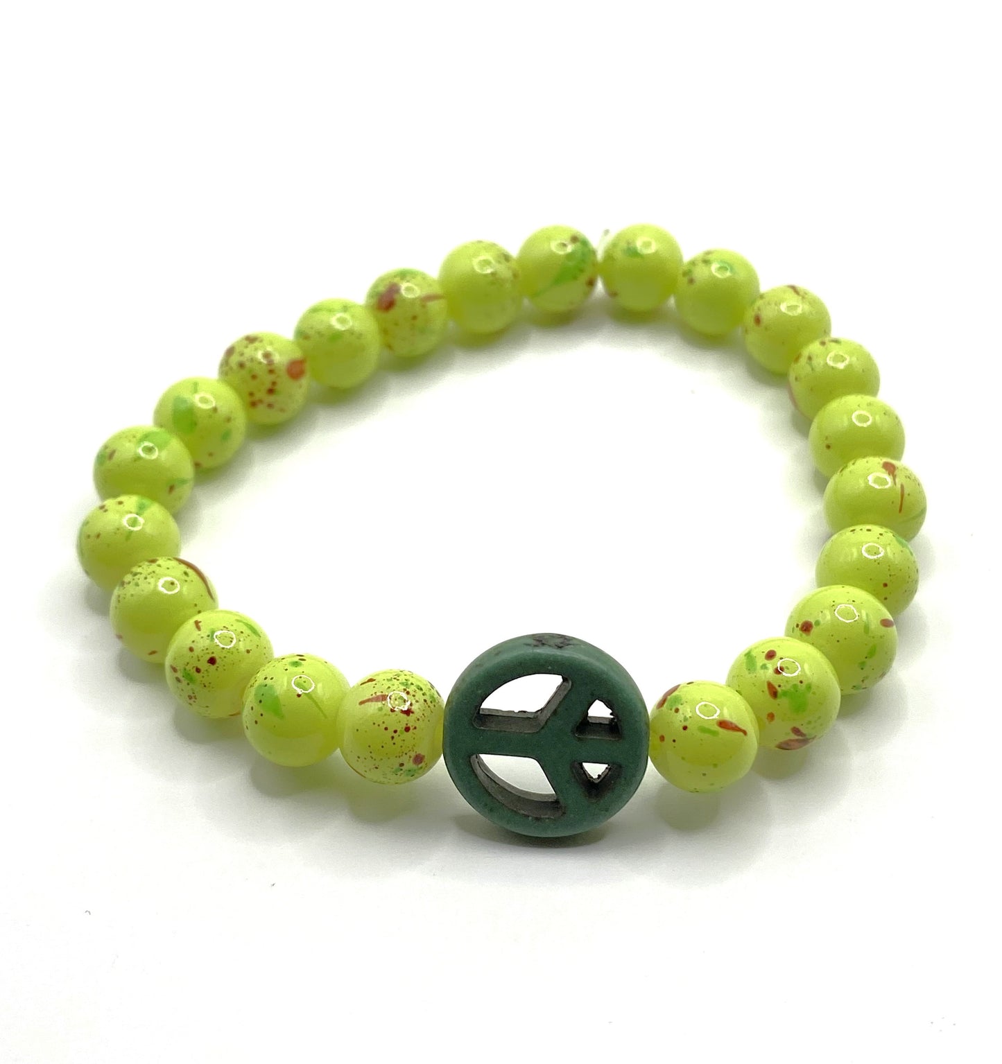 Neon Green Peace Sign Bracelet