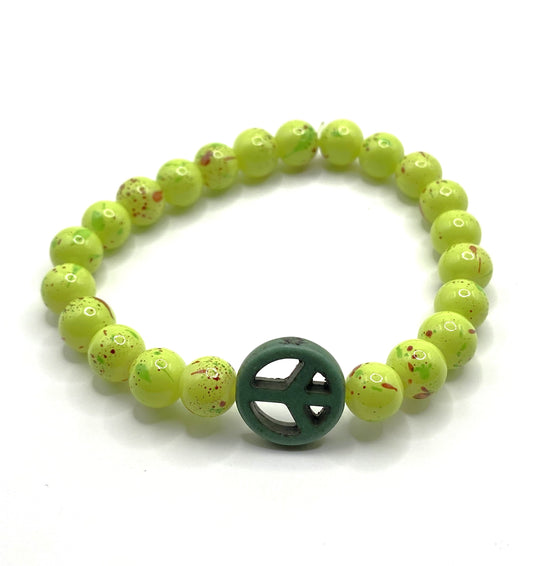 Neon Green Peace Sign Bracelet
