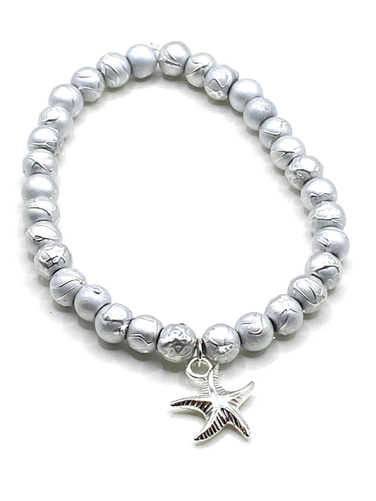 Silver Metallic Bracelet with Starfish Charm