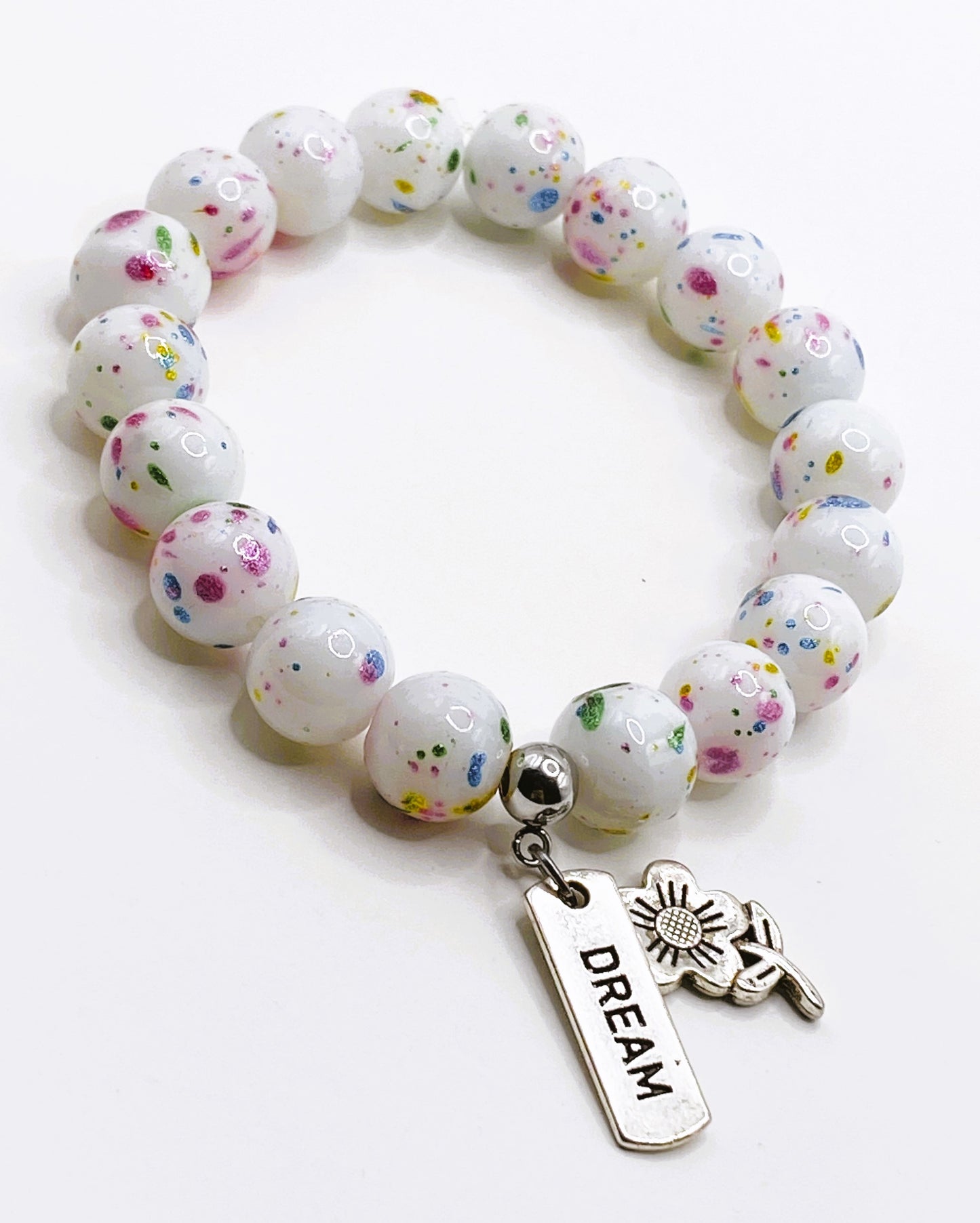 White Graffiti Bracelet with Charm