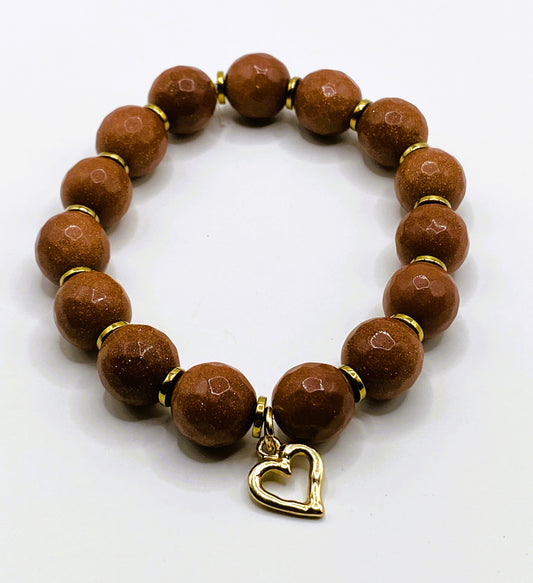 Gold Heart Charm Bracelet