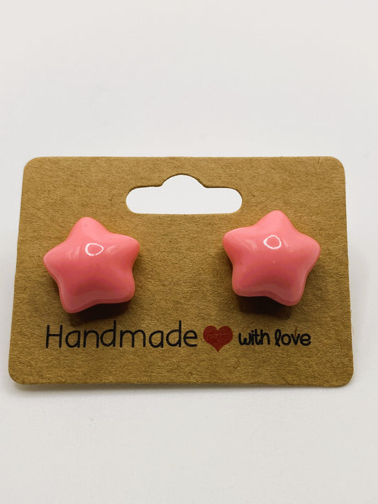 Pink Star Stud Earrings