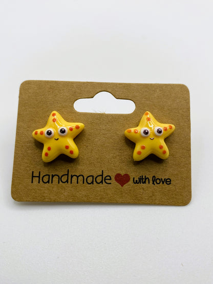 Yellow Sea Star Stud Earrings