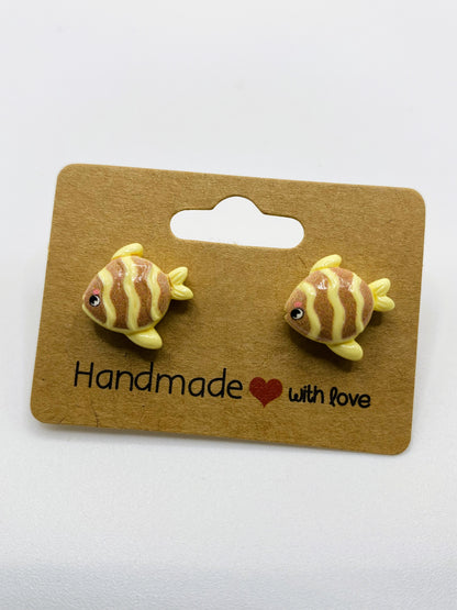 Yellow Fish Stud Earrings
