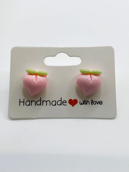 Glossy Peach Stud Earrings