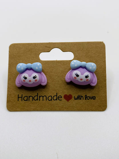 Purple Bunny Stud Earrings