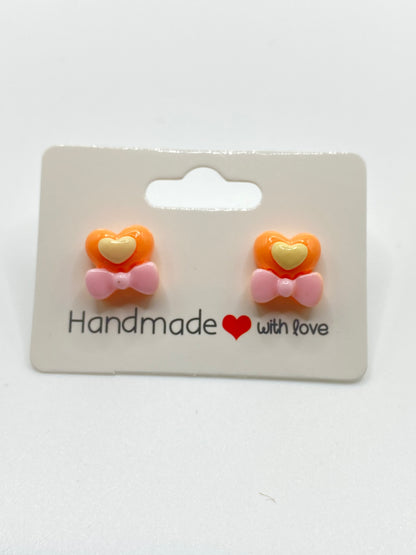Heart & Bow Stud Earrings