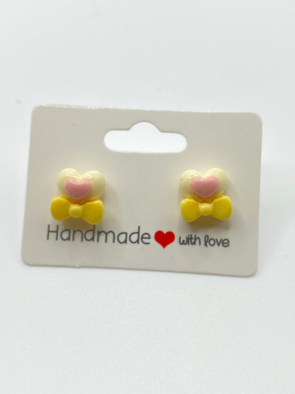 Heart & Bow Stud Earrings