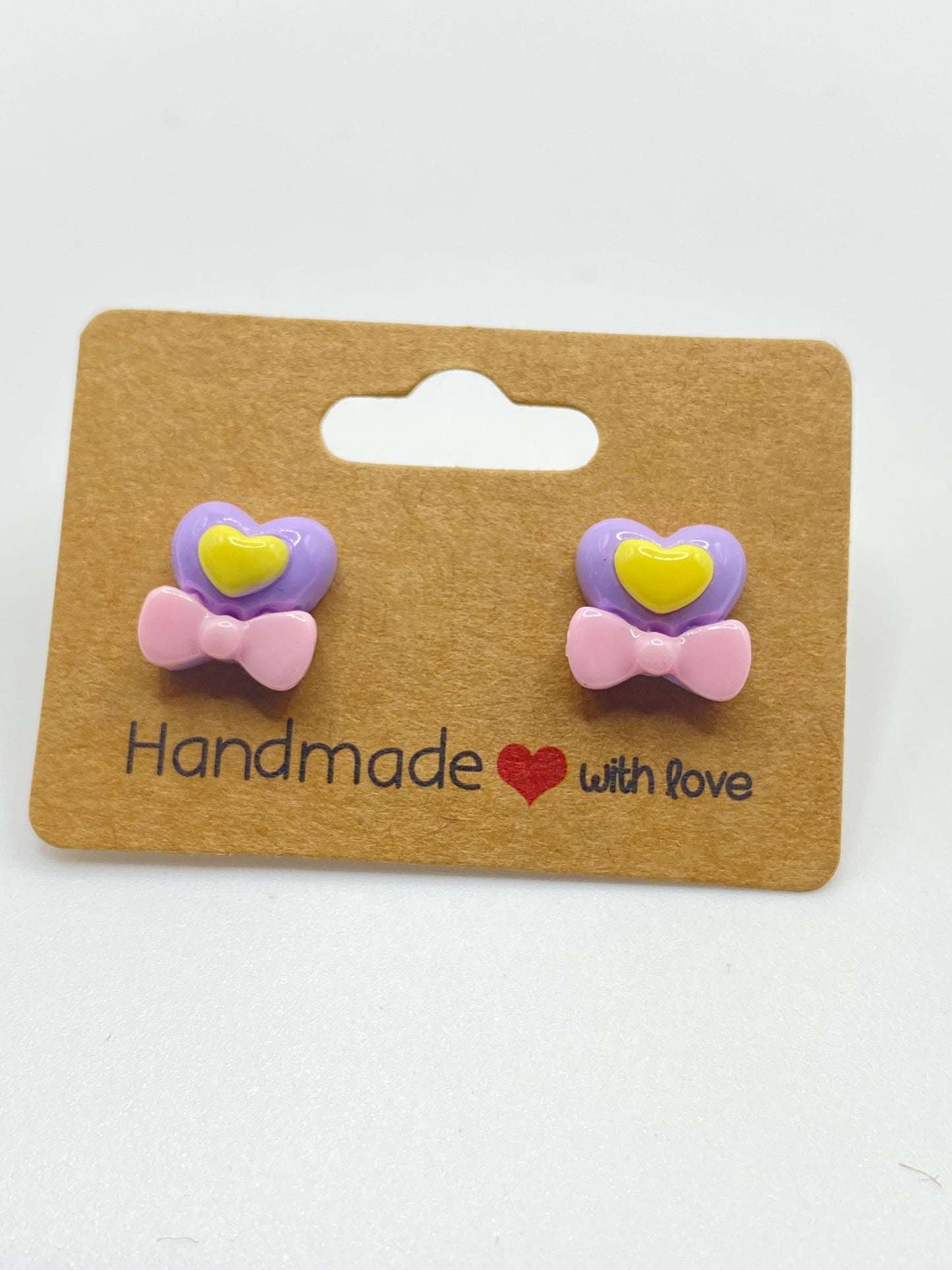 Heart & Bow Stud Earrings
