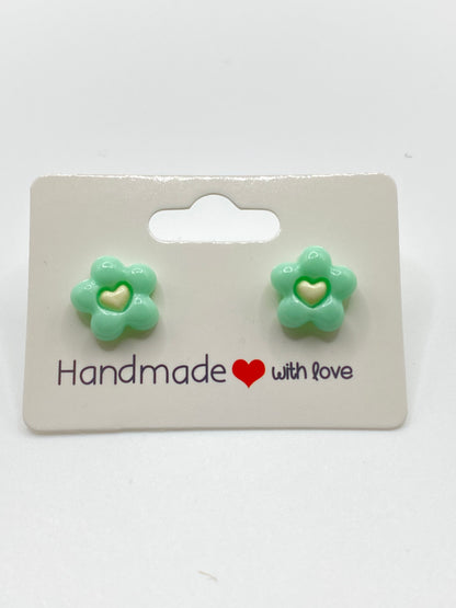 Heart & Flower Stud Earrings