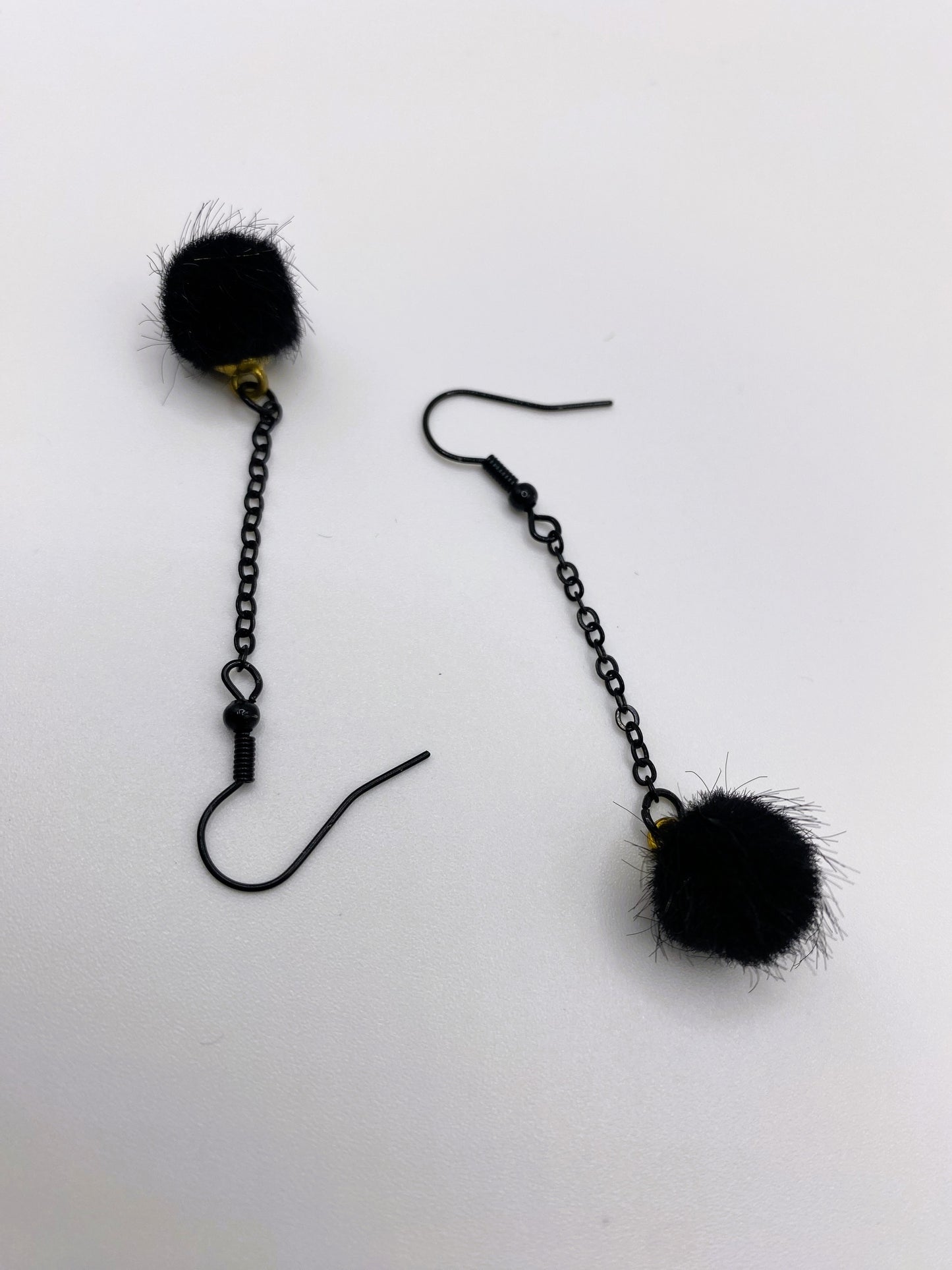 Black Pompom Earrings