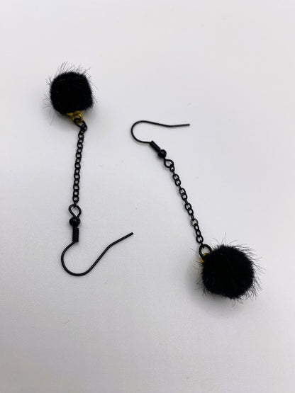 Black Pompom Earrings