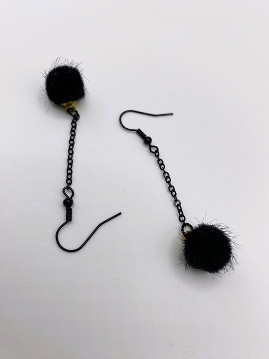 Black Pompom Earrings