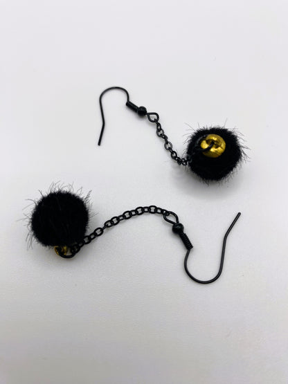 Black Pompom Earrings